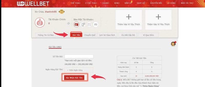 Cách rút tiền nhanh nhất từ Wellbet